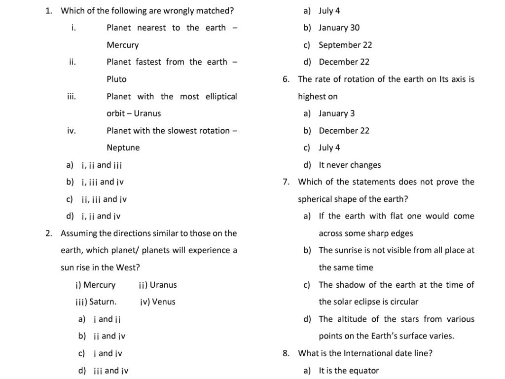 Geography MCQ Free PDF